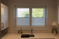 Split Height Plantation Shutters in the Kitchen with Top Louvres Open