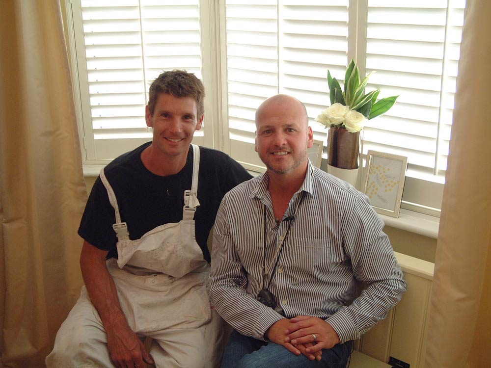 Sam Dunster and Richard Randal after fitting shutters on 60 minute makeover