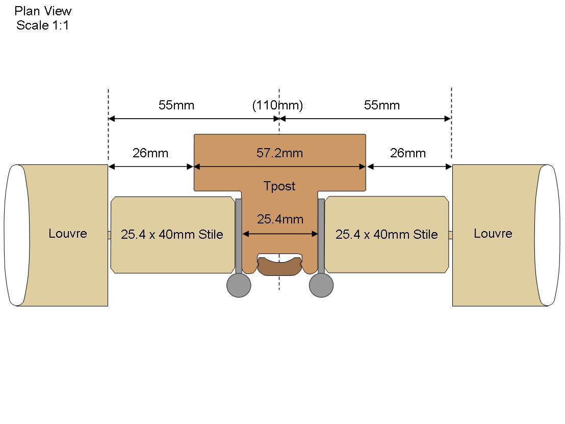 Technical Tpost Drawing with 40mm stiles Technical Tpost Drawing with 40mm stiles