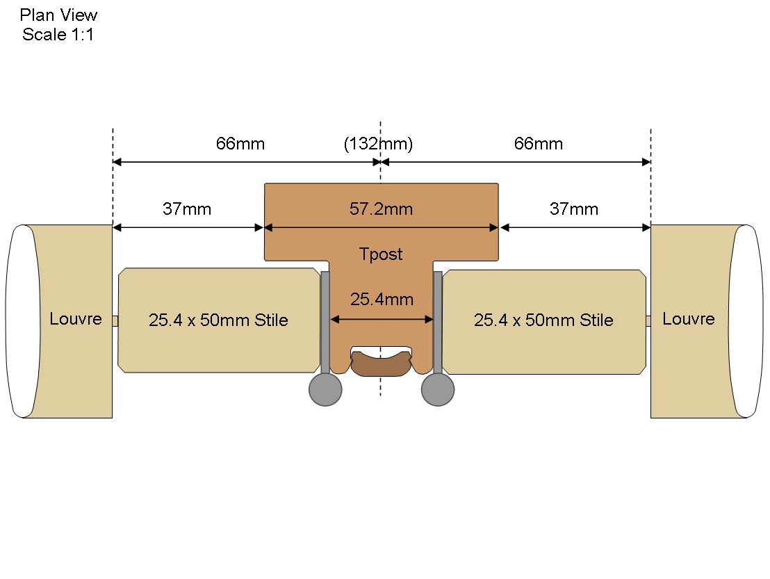 Technical Tpost Drawing with 50mm stiles Technical Tpost Drawing with 50mm stiles
