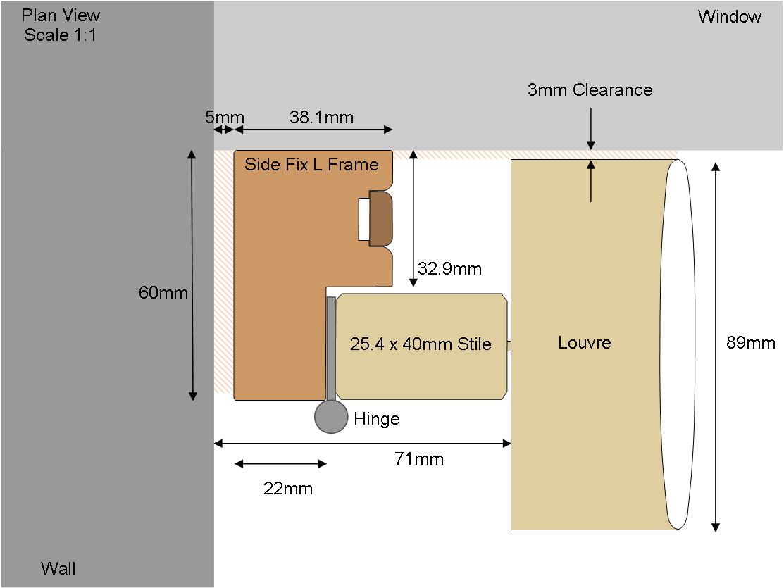 Technical drawing 60 Side Fix 89 Louvre Technical drawing 60 Side Fix 89 Louvre