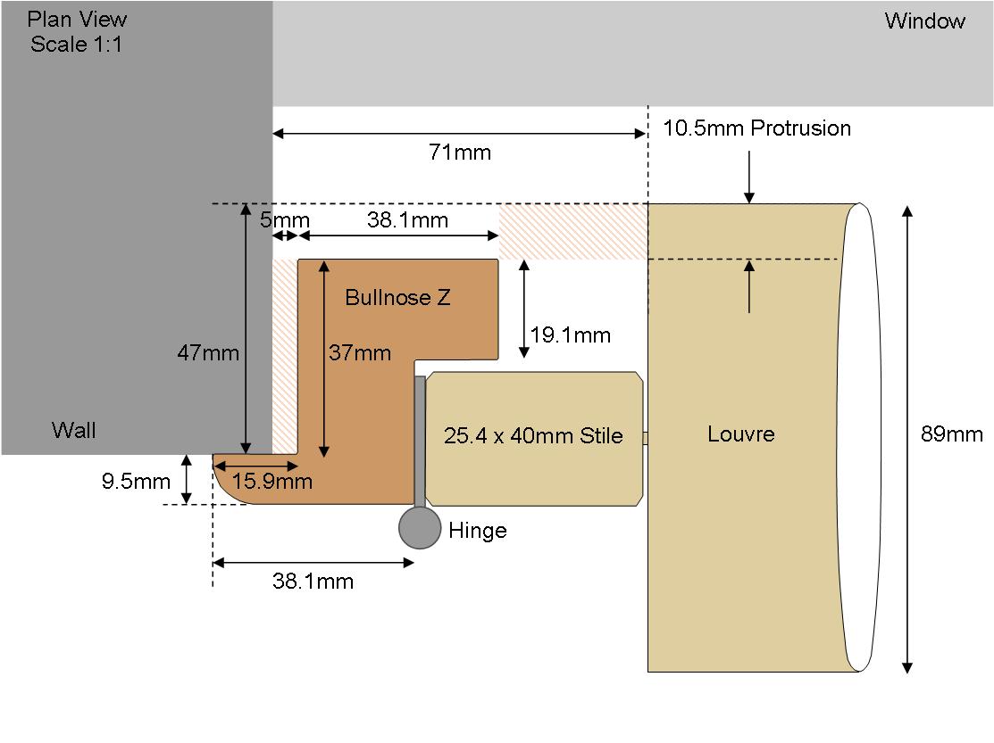 Technical drawing Bullnose 89 Louvre