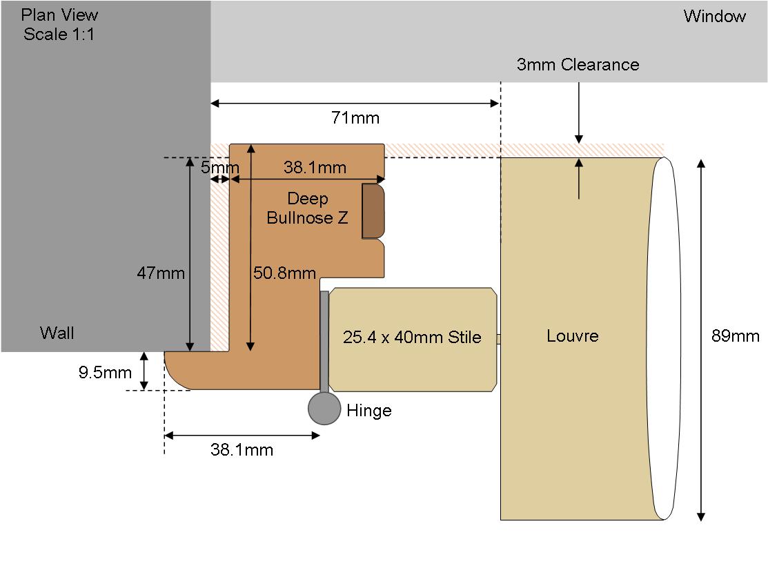 Technical drawing Deep Bullnose 89 Louvre