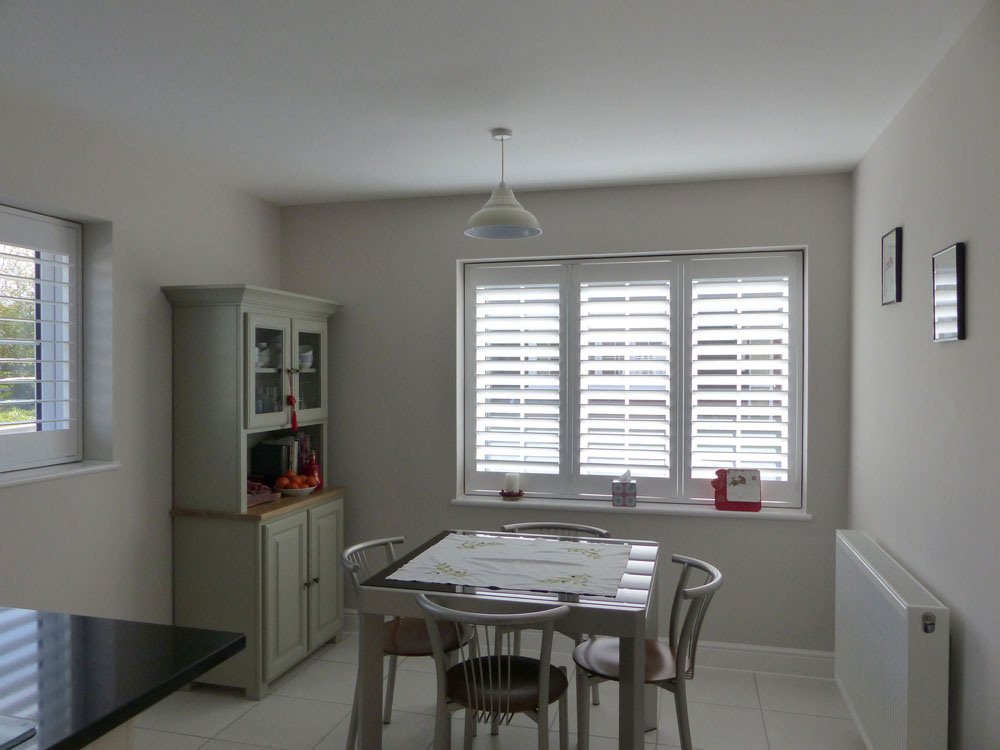 Kitchen Dining Room with Full Height Plantation Shutters