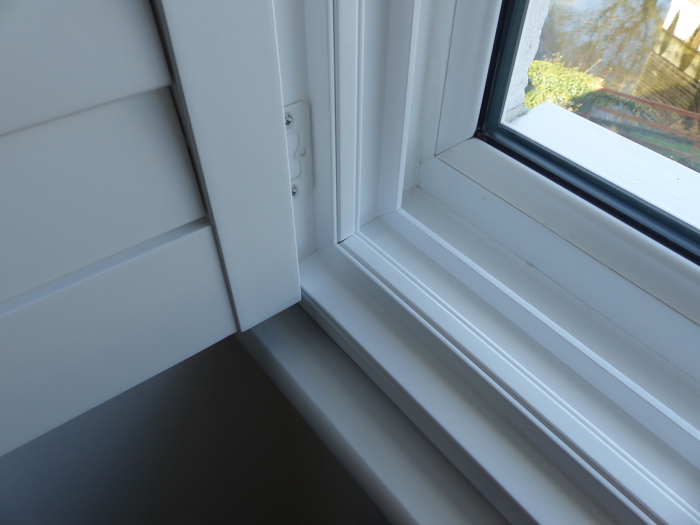 Inside view of blackout shutter frame