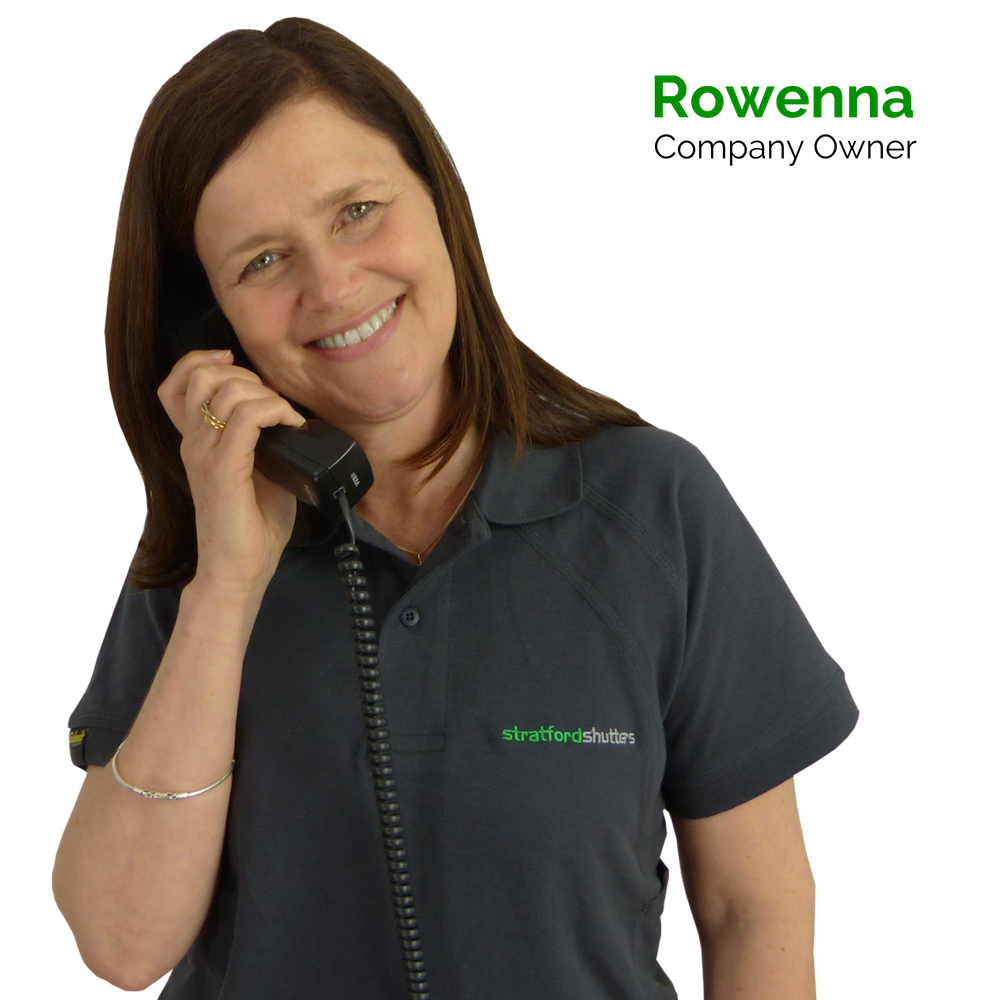 Rowenna from Stratford Shutters on the phone